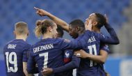 France's Ousmane Dembele celebrates scoring their first goal with teammates REUTERS/Vasily Fedosenko