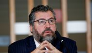 FILE PHOTO: Brazil's Foreign Minister Ernesto Araujo attends a news conference at the Itamaraty Palace in Brasilia, Brazil March 2, 2021. REUTERS/Adriano Machado/File Photo
