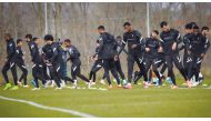 Qatari players during a training session yesterday as they prepare for their third European Qualifying match in Debrecen, Hungary. The Asian champions who have won both of their FIFA World Cup Qatar 2022 European Qualifiers so far, will take on Republic o