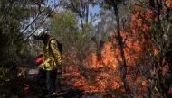 A firefighter is seen as New South Wales Rural Fire Service personnel conduct a controlled burn to eliminate fuels before the upcoming bushfire season in the Arcadia suburb of Sydney, Australia, September 8, 2020. REUTERS/Loren Elliott/File Photo