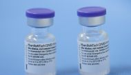 File photo: Vials of the Pfizer-BioNTech vaccine are pictured in a vaccination centre in Geneva, Switzerland, February 3, 2021. REUTERS/Denis Balibouse/File Photo