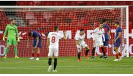 Soccer Football - La Liga Santander - Sevilla v Atletico Madrid - Ramon Sanchez Pizjuan, Seville, Spain - April 4, 2021 Sevilla's Marcos Acuna celebrates scoring their first goal REUTERS/Marcelo Del Pozo
