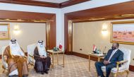 Chairman of the Transitional Sovereignty Council of the Republic of Sudan, H E Lt. Gen. Abdel Fattah Al Burhan, with Qatar Chamber Chairman, Sheikh Khalifa bin Jassim Al Thani and Qatar Chamber First Vice Chairman, Mohamed bin Ahmed bin Twar at Sheraton H