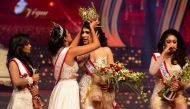 Reigning Mrs World Caroline Jurie, forcibly removes the Mrs Sri Lanka winner Pushpika De Silva's crown as Jurie declared that the winner was ineligible because she was divorced, during the Mrs Sri Lanka pageant, in Colombo, Sri Lanka April 4, 2021. Pictur