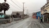 Ash covers roads a day after the La Soufriere volcano erupted after decades of inactivity, about 5 miles (8 km) away in Georgetown, St Vincent and the Grenadines April 10, 2021 in a still image from video. REUTERS/Robertson S. Henry