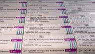 FILE PHOTO: Boxes of AstraZeneca COVID-19 vaccine are seen at a vaccination center, amid the coronavirus disease outbreak, in Ronquieres, Belgium April 6, 2021. REUTERS/Yves Herman/File Photo
