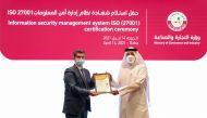 Ali Khalid Al Khulaifi, Director of the Information Technology Department at the
Ministry of Commerce and Industry, receiving the certificate.