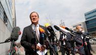North Rhine-Westphalia's State Premier and head of Germany's conservative Christian Democratic Union (CDU) party Armin Laschet speaks to journalists after meetings at the CDU headquarters in Berlin, Germany, April 19, 2021. Reuters/Michele Tantussi