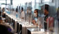 People line up to receive their vaccine against the coronavirus disease (COVID-19) at Suvarnabhumi airport in Bangkok, Thailand April 28, 2021. REUTERS/Jorge Silva