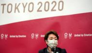 Tokyo 2020 Organizing Committee President Seiko Hashimoto speaks during a media conference after attending a five-party meeting of the Tokyo 2020 Olympic and Paralympic Games in Tokyo, Japan April 28, 2021. Franck Robichon/Pool via REUTERS