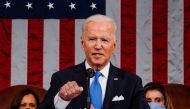 US President Joe Biden addresses a joint session of Congress in the House chamber of the U.S. Capitol in Washington, U.S., April 28, 2021. Melina Mara/Pool via Reuters
