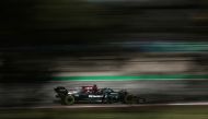 Mercedes' Lewis Hamilton in action during practice REUTERS/Albert Gea
