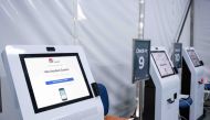 Check-in machines are seen at the arrivals area of a New South Wales coronavirus disease (COVID-19) mass vaccination hub as it opens at Sydney Olympic Park in Sydney, Australia, May 10, 2021. James Gourley/Pool via Reuters