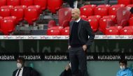 Soccer Football - La Liga Santander - Athletic Bilbao v Real Madrid - San Mames, Bilbao, Spain - May 16, 2021 Real Madrid coach Zinedine Zidane REUTERS/Vincent West
