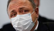 Former Brazil's Health Minister Eduardo Pazuello speaks during a meeting of the Parliamentary Inquiry Committee (CPI) to investigate government actions and management during the coronavirus disease (COVID-19) pandemic, at the Federal Senate in Brasilia, B