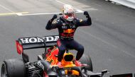 Formula One F1 - Monaco Grand Prix - Circuit de Monaco, Monte Carlo, Monaco - May 23, 2021 Red Bull's Max Verstappen celebrates winning the race Pool via REUTERS/Gonzalo Fuentes TPX IMAGES OF THE DAY
