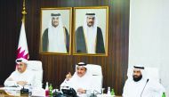 Chairman of Qatar Chamber, Sheikh Khalifa bin Jassim Al Thani, and other officials during the meeting.