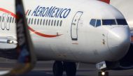 FILE PHOTO: An AeroMexico Airplane is pictured on the airstrip at Benito Juarez international airport in Mexico City, Mexico April 21, 2021. REUTERS/Edgard Garrido/File Photo
