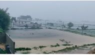 A general view shows flooding as Cyclone Yaas approaches Bhadrak, Odisha, India, May 26, 2021, in this still image taken from video obtained from social media. Ahmer Jawed via Reuters