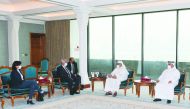 Minister of Commerce and Industry, and Acting Minister of Finance, H E Ali bin Ahmed Al Kuwari, during a meeting with H E Pascal Brindeau, President of the France-Qatar Friendship Group in the French National Assembly.