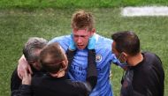 Manchester City's Kevin De Bruyne looks dejected as he leaves the pitch after sustaining an injury Pool via REUTERS/Michael Steele