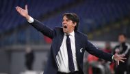 FILE PHOTO: Lazio coach Simone Inzaghi reacts REUTERS/Alberto Lingria