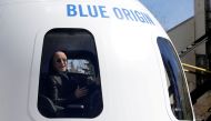 Amazon and Blue Origin founder Jeff Bezos addresses the media about the New Shepard rocket booster and Crew Capsule mockup at the 33rd Space Symposium in Colorado Springs, Colorado, United States April 5, 2017. REUTERS/Isaiah J. Downing/File Photo/File Ph