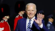 U.S. President Joe Biden waves upon arrival at Cornwall Airport Newquay, near Newquay, Cornwall, Britain June 9, 2021. REUTERS/Phil Noble/Pool