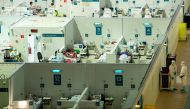 A general view of treatment blocks at a temporary hospital in the Krylatskoye Ice Palace, where patients suffering from the coronavirus disease (COVID-19) are treated, in Moscow, Russia June 11, 2021. Denis Grishkin/Moscow News Agency/Handout via REUTERS