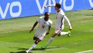 England's Raheem Sterling celebrates scoring their first goal with Mason Mount Pool via REUTERS/Justin Tallis