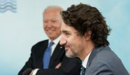 U.S. President Joe Biden and Canada's Prime Minister Justin Trudeau attend a session during the G7 summit in Carbis Bay, Cornwall, Britain, June 11, 2021. REUTERS/Kevin Lamarque/Pool
