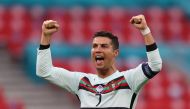 Soccer Football - Euro 2020 - Group F - Hungary v Portugal - Puskas Arena, Budapest, Hungary - June 15, 2021 Portugal's Cristiano Ronaldo celebrates scoring their third goal Pool via REUTERS/Alex Pantling
