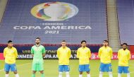 Brazil players lineup before a match (REUTERS/Henry Romero)