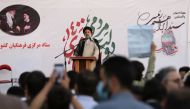 Presidential candidate Ebrahim Raisi speaks during a campaign rally in Tehran, Iran June 15, 2021. 