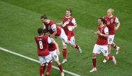 Soccer Football - Euro 2020 - Group C - Ukraine v Austria - National Arena Bucharest, Bucharest, Romania - June 21, 2021 Austria's Christoph Baumgartner celebrates scoring their first goal with teammates Pool via REUTERS/Mihai Barbu
