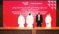 Sheikh Ali Alwaleed Al Thani, Daniele Fanin and other officials during MoU signing ceremony.