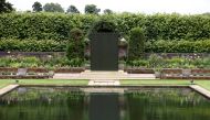 A box covers the statue of Britain's Princess Diana installed in the Sunken Garden of Kensington Palace in London, Britain, June 30, 2021. REUTERS/Henry Nicholls