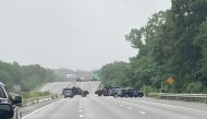 Massachusetts State Police vehicles block Route 95 after an armed standoff between 8 to 10 militia members and police forced the closure of the U.S. interstate highway, in Wakefield, Massachusetts, U.S. July 3, 2021. (Massachusetts State Police/Handout)
