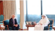 Minister of Commerce and Industry and Acting Minister of Finance, H E Ali bin Ahmed Al Kuwari, during a meeting with Head of the Federal Department of Finance of Switzerland, H E Ueli Maurer, yesterday.
