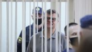 Former Belarusian presidential contender Viktor Babariko, who was arrested last June on corruption charges, attends a court hearing in Minsk, Belarus July 6, 2021. Ramil Nasibulin