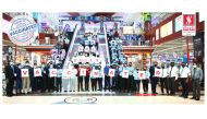 The fully vaccinated staff at Safari hypermarket chain poses for a picture.