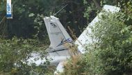 A view shows the wreckage of a training aircraft at the site of its crash in Ghosta, Lebanon, July 8, 2021 in this screengrab taken from an LBCI footage. 