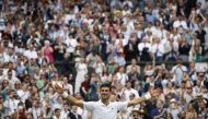 July 11, 2021 Serbia's Novak Djokovic celebrates winning his final match against Italy's Matteo Berrettini REUTERS/Paul Childs
