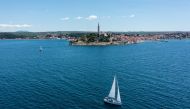 Boat sails in the Adriatic sea near Rovinj, Croatia, May 28, 2021. Picture is taken with a drone on May 28, 2021. REUTERS/Antonio Bronic/File Photo