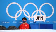 Kohei Uchimura of Japan wearing a protective face mask during training REUTERS/Mike Blake