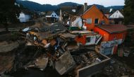 Damages are seen in an area affected by floods caused by heavy rainfalls in Schuld, Germany, July 20, 2021. (Reuters/Thilo Schmuelgen)