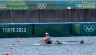 Qatar’s rower Tala Abujbara in action during a training session at the Sea Forest Waterway in Tokyo, Japan, yesterday. Tala will compete in the Women's Single Skulls heats today.