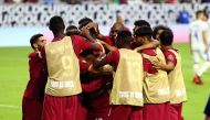Qatar celebrates a goal against El Salvador in the second half during a CONCACAF Gold Cup quarterfinal soccer match at State Farm Stadium. Mandatory Credit: Billy Hardiman-USA TODAY Sports