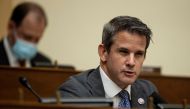 FILE PHOTO: Representative Adam Kinzinger (R-IL) speaks during a House Foreign Affairs Committee hearing in Washington, D.C., U.S., March 10, 2021. Ting Shen/Pool via REUTERS/File Photo
