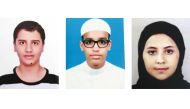 From left: Mohammed Hussein El Rafidi, Ahmed Eyde and Noor Nahar Al Naimi